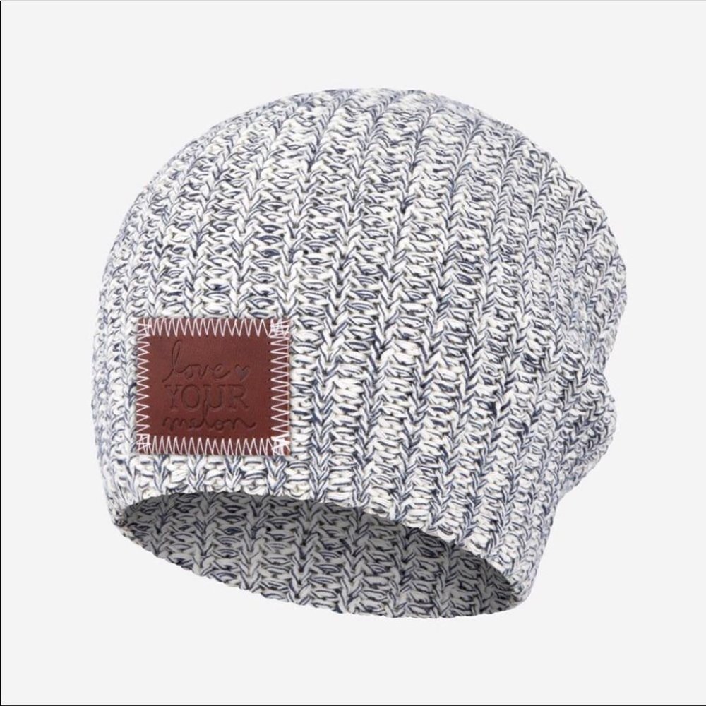 Love Your Melon Knit Slouchie Navy/White Beanie